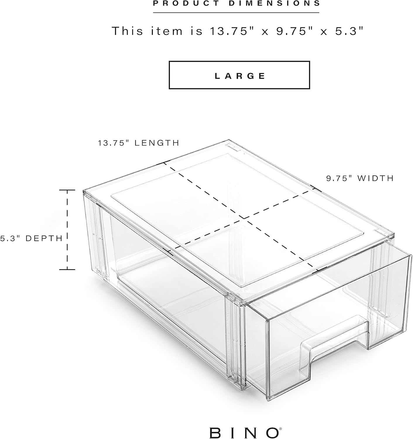 BINO | Stackable Storage Drawers, Shallow X-Large - Clear | THE CRATE COLLECTION | Storage Bins With Drawers Bathroom Organizers and Storage Organization and Storage Under Sink Organizer Vanity Home