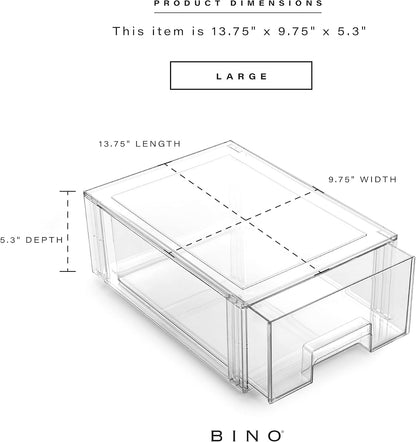 BINO | Stackable Storage Drawers, Shallow X-Large - Clear | THE CRATE COLLECTION | Storage Bins With Drawers Bathroom Organizers and Storage Organization and Storage Under Sink Organizer Vanity Home