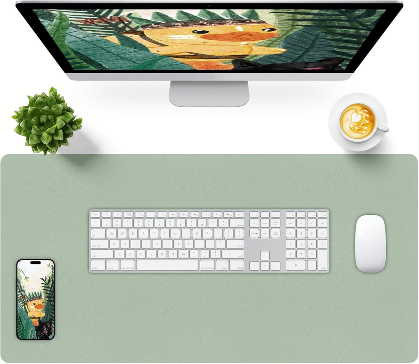 Bloss Leather Desk Pad and Keyboard Wrist Rest, Large Mouse Pad + Keyboard Pad+Mouse Wrist Support, Non-Slip Desk Mat Protector for Office, Home(31.5×15.7 Inches,Beige)