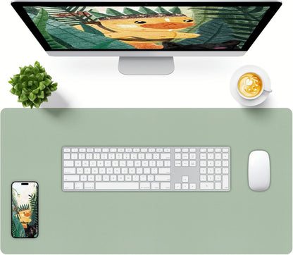 Bloss Leather Desk Pad and Keyboard Wrist Rest, Large Mouse Pad + Keyboard Pad+Mouse Wrist Support, Non-Slip Desk Mat Protector for Office, Home(31.5×15.7 Inches,Beige)