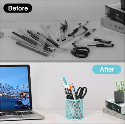 EasyPAG Pencil Holder for Desk, 2 Pack Metal Pen Organizer, Mesh Pencil Cup Organizer for Home, Office, Classroom, School, Black