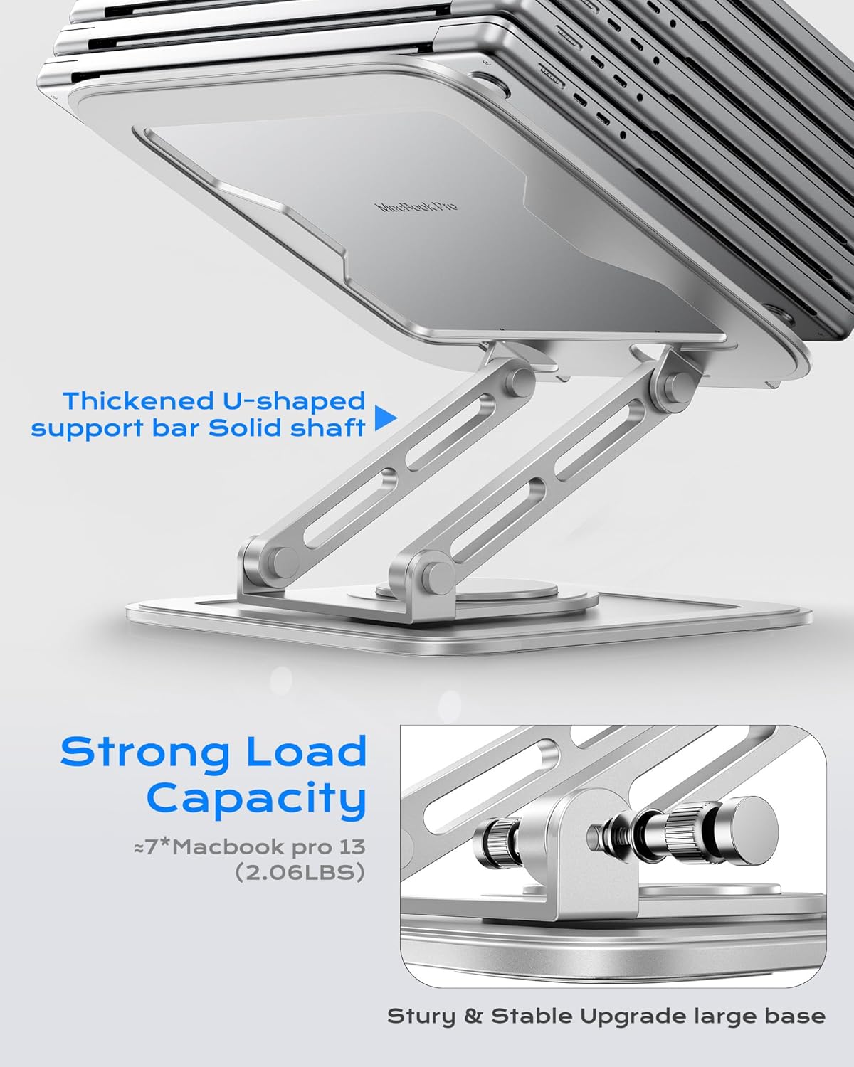 LOXP Adjustable Laptop Stand, Computer Stand with 360 Rotating Base, Ergonomic Laptop Riser Mount for Desk Foldable Protable Computer Desk Fits with MacBook Pro Air (10-16") - Black