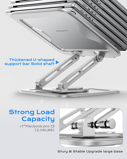LOXP Adjustable Laptop Stand, Computer Stand with 360 Rotating Base, Ergonomic Laptop Riser Mount for Desk Foldable Protable Computer Desk Fits with MacBook Pro Air (10-16") - Black
