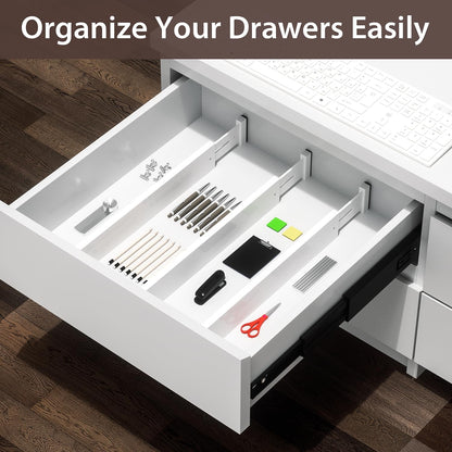 DUCOO 4 PCS Drawer Divider, 17"-22" Adjustable Bamboo Drawer Dividers Organizers, Expandable Separators for Kitchen, Clothes, Dressers, Home, Office