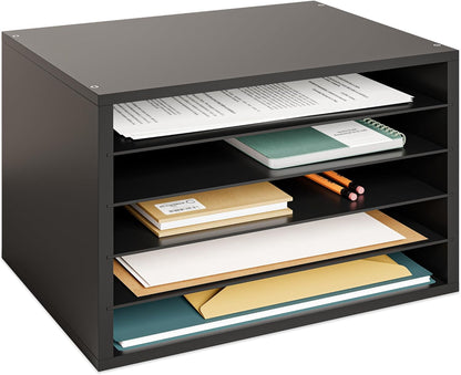 Ballucci 4-Tier Paper Organizer for Desk, Stackable Organizer Tray, Desk Storage Shelves, Stacking Letter Paper Tray Sorter for Classroom, Office, White