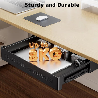 PUTORSEN Under Desk Storage Drawer 15.74" Wide - Smooth Slide Out Organizer for Standing Desk & Home Office,Max Load 17.6 lbs,Quiet Glide, White