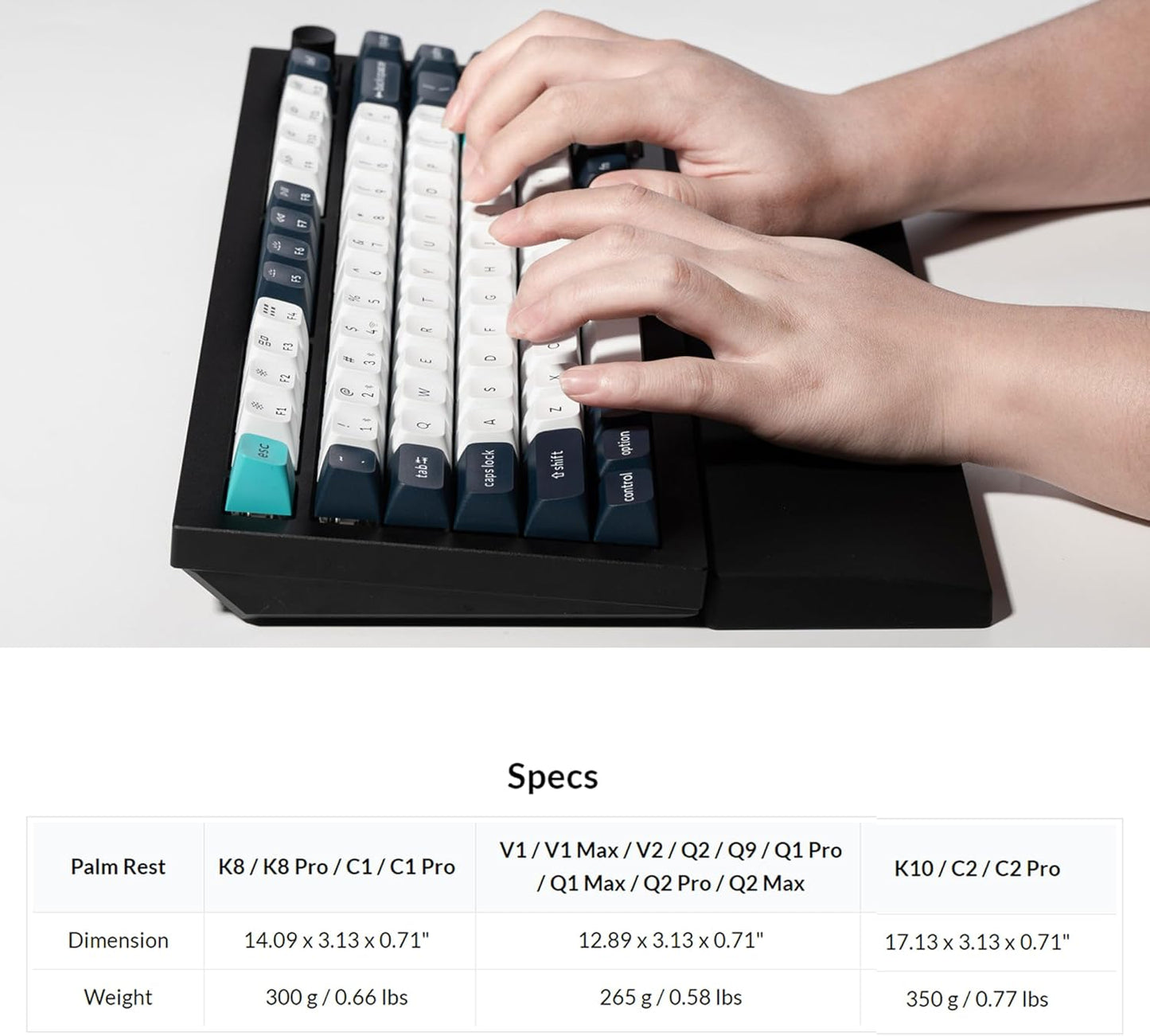 Silicone Wrist Rest for Keychron K10 Pro / K10 Max/ K10 HE / Q6 / Q6 Pro / Q6 Max / Q6 HE / V6 / V6 Max, 17.6" Non-Slip Palm Rest, 100% Full-Sized Mechanical Keyboards Support with Typing Pain Relief