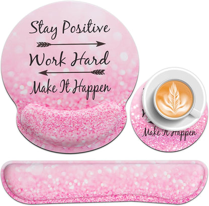 Mouse Pad with Wrist Rest Set, Qomolama 3-in-1 Wrist Support Mouse Pad Set, Floral Gaming Mousepad with Anti-Skid Base,Ergonomic Mouse Pad,Memory Foam Keyboard Gel Wrists Rest