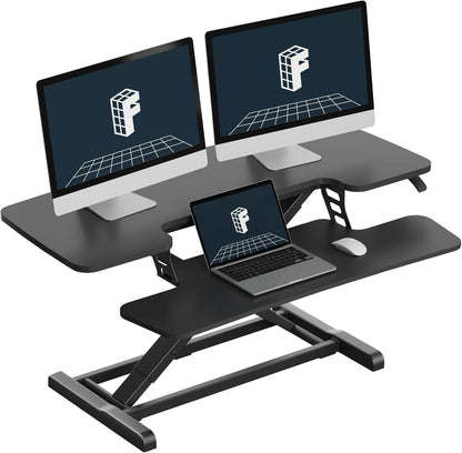 FLEXISPOT Standing Desk Converter 28" Desk Riser for Small Spaces, Compact Desktop Riser Sit Stand Computer Workstation, Stand Up Desk Converter for Laptop & Single Monitor, Black