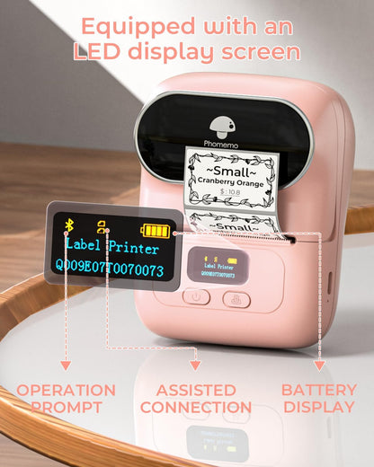 Phomemo M110 Label Makers - Barcode Label Printer Bluetooth Label Maker Portable Thermal Printer for Small Business, Address, Barcode, Logo, Clothing, Mailing, Sticker Printers for Phone & PC, Black