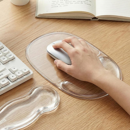 Ergonomic Clear Gel Wrist Rest for Computer Keyboard - Non-Slip Crystal Gel Pad, Soft Comfortable Support, Washable, Office Gaming Wrist Pain Relief