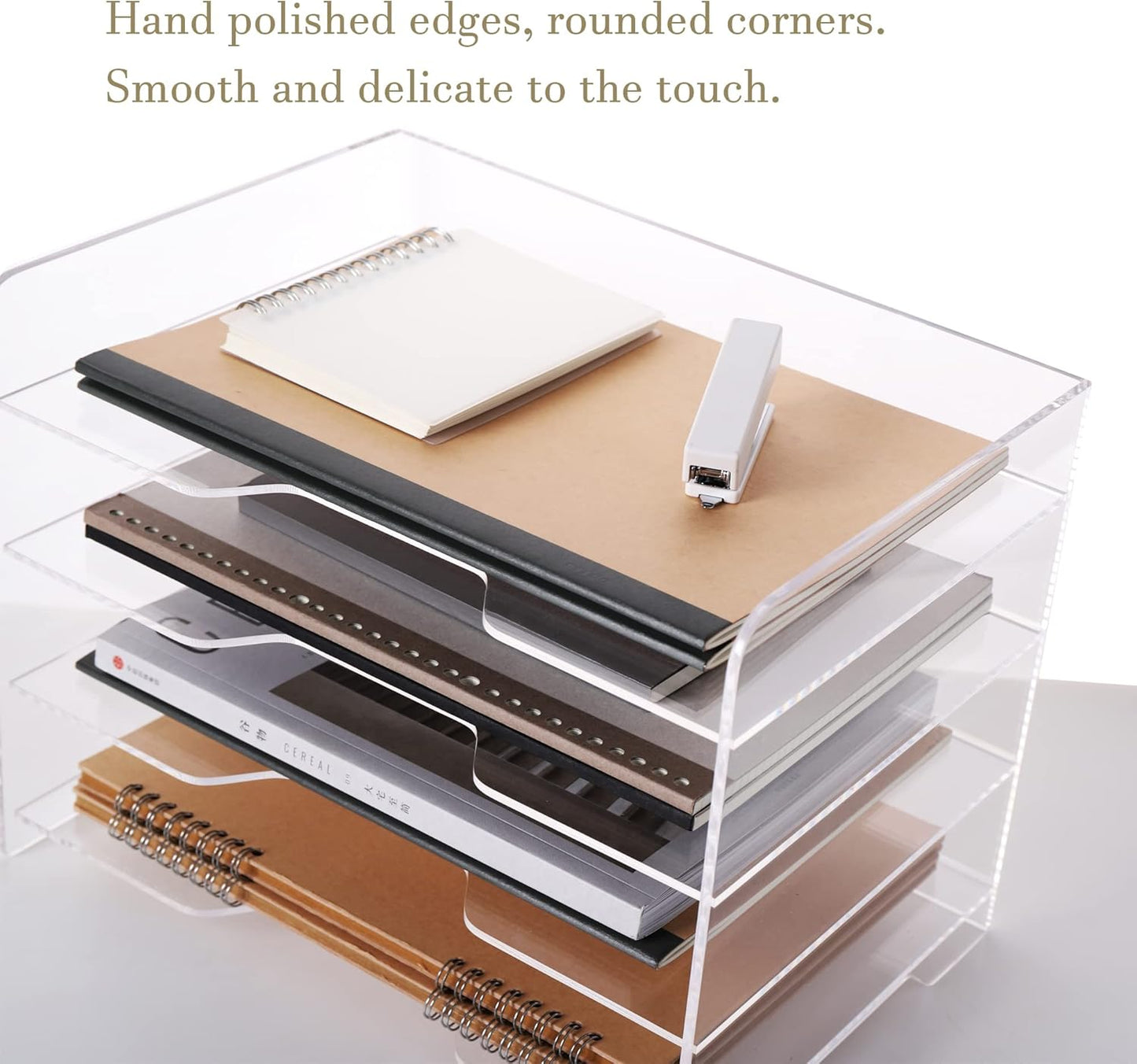HeZone Paper Organizer Letter Tray, Clear Acrylic Paper Tray, School Teacher Office Supplies Organization, Stackable Desk File Organizer, Classroom Decor and Accessories-2 Pack…
