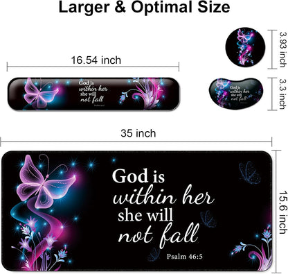Keyboard Wrist Rest + Mouse Pad with Wrist Support + Desk Mat + Coaster 4 in 1 Set, XXL Large Gaming Mousepad Cute Ergonomic Mouse Pads for Desk Computer Laptop Office Decor-Beach