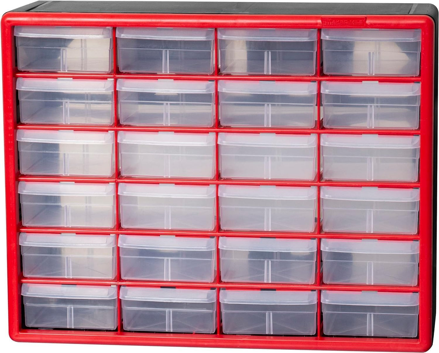 Akro-Mils 24-Drawer Plastic Drawer Storage Cabinet for Garage Organization, Bead Organizer, Building Bricks Storage, Teacher Toolbox, Makeup Organizer, 20" W x 6" D x 16" H, 10124 Black