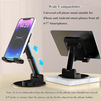 Meetuo Rotatable Cell Phone Stand for Desk, Height Angle Adjustable Phone Holder Portable Phone Stand Compatible for Most Smartphones iPhone 14, Pro, Pro Max, 13 12 X XS