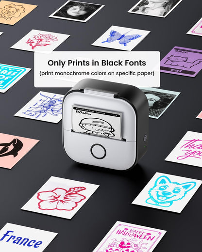 Memoking Sticker Maker - T02 Mini Sticker Printer Wireless Inkless Label Maker Portable Thermal Printer for Student Birthday Gift, Impresora Portátil for Note, DIY, Compatible with iOS & Android, Pink