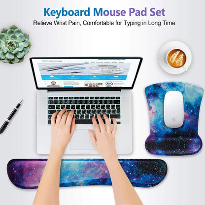 Keyboard Wrist Rest Pad Ergonomic Mouse Pad Set, ToLuLu Gel Mouse Pad Wrist Support for Computer Laptop, Mousepad Keyboard Wrist Support with Memory Foam for Easy Typing Pain Relief, Van Gogh Painting