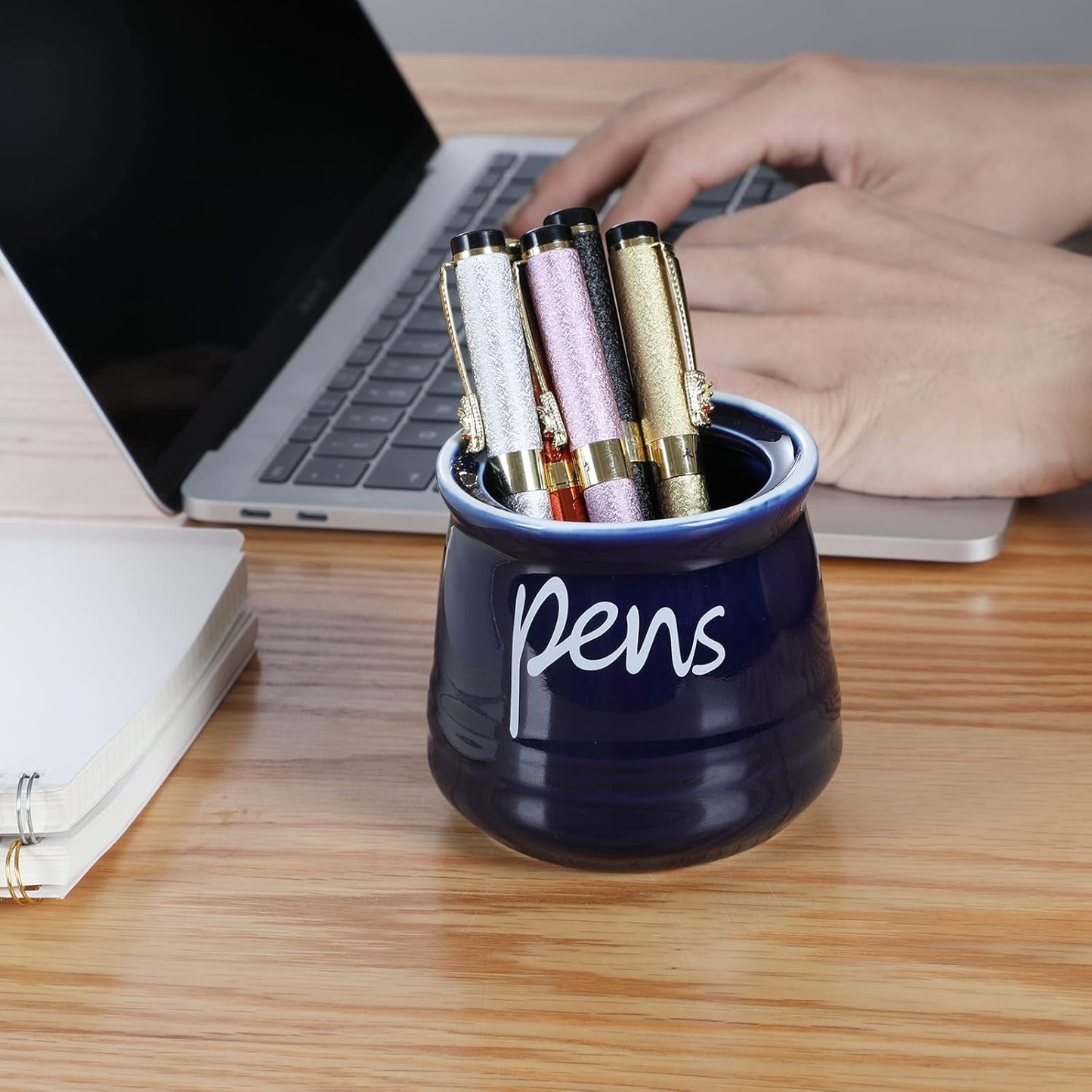 ONTUBE Porcelain Pens Holder Stand,Ceramic Pencils Holder (Turquoise)
