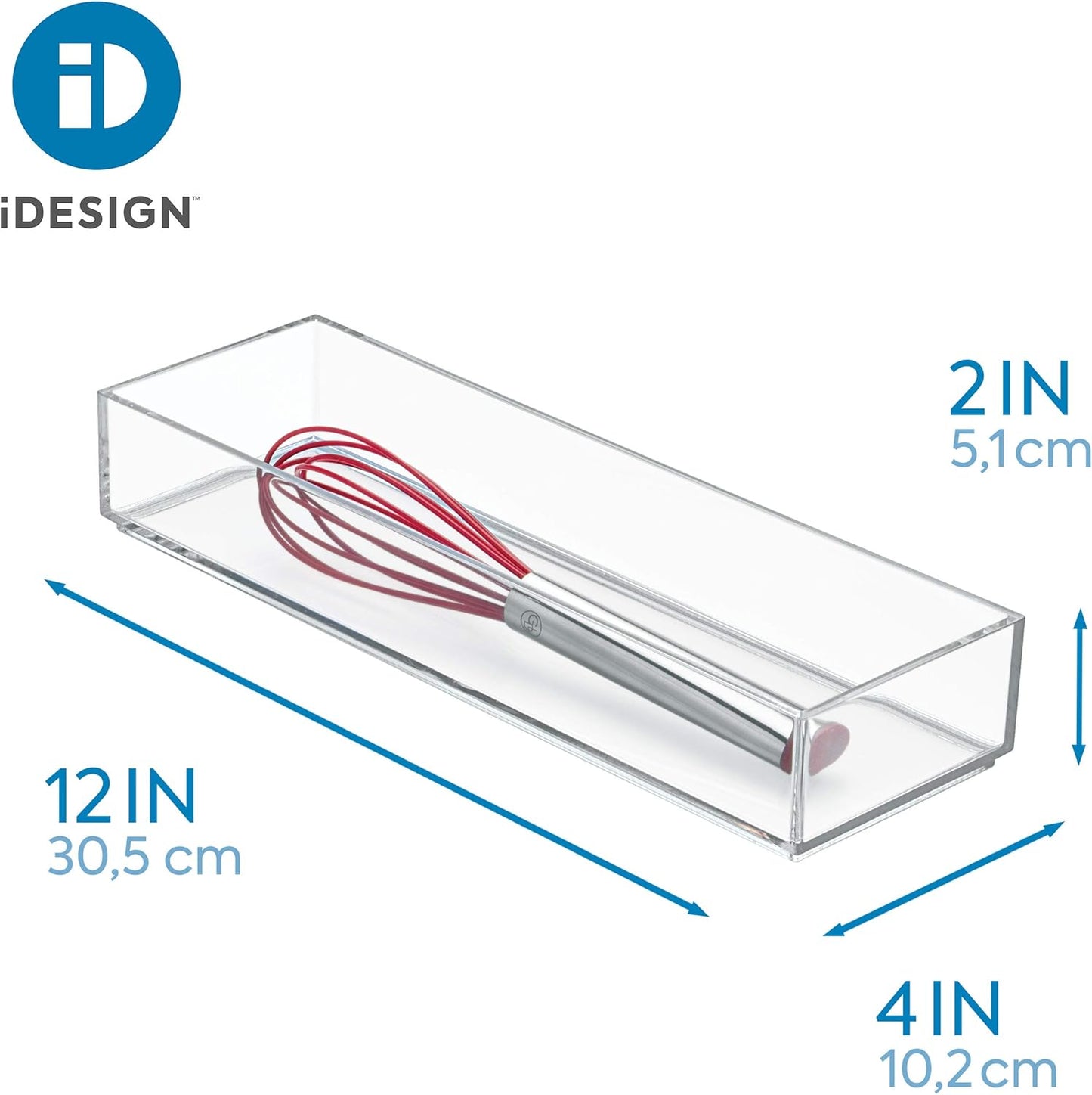 iDesign Clarity Drawer, Kitchen and Bathroom Organization Silverware, Spatulas, Gadgets, Large-Set of 2