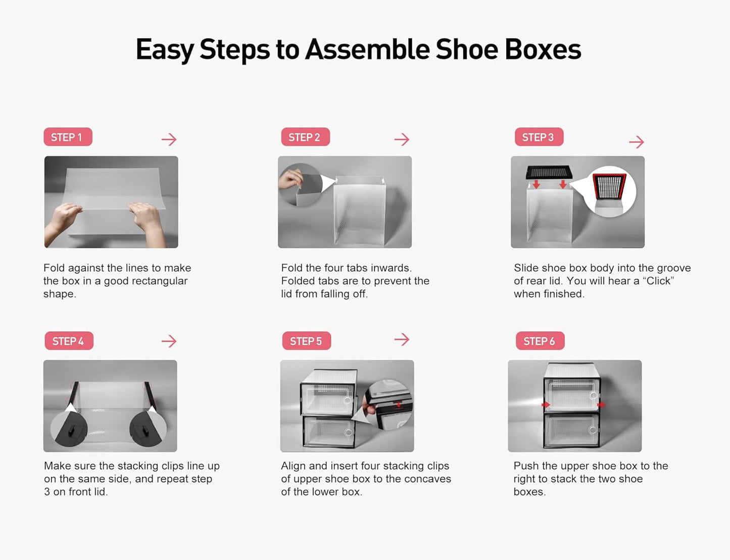 Kuject X-Large Shoe Storage Boxes Organizers Clear Plastic Stackable 12 Pack, Shoe Rack & Holder Substitute, Sneaker Containers, Toy Storage Organizer Bins for Entryway, Closet, Under Bed, Black