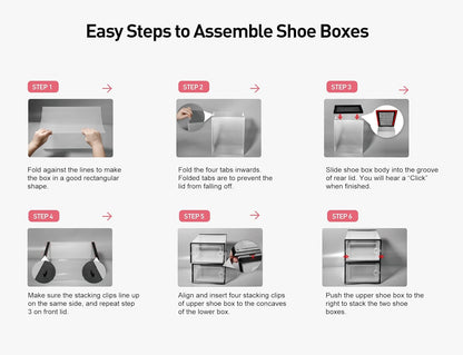 Kuject X-Large Shoe Storage Boxes Organizers Clear Plastic Stackable 12 Pack, Shoe Rack & Holder Substitute, Sneaker Containers, Toy Storage Organizer Bins for Entryway, Closet, Under Bed, Black