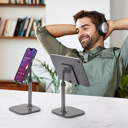 Doboli Cell Phone Stand, Phone Stand for Desk, Phone Holder Stand Compatible with iPhone and All Mobile Phones Tablet, Gifts for Adults Women Men Mom Wife, Black
