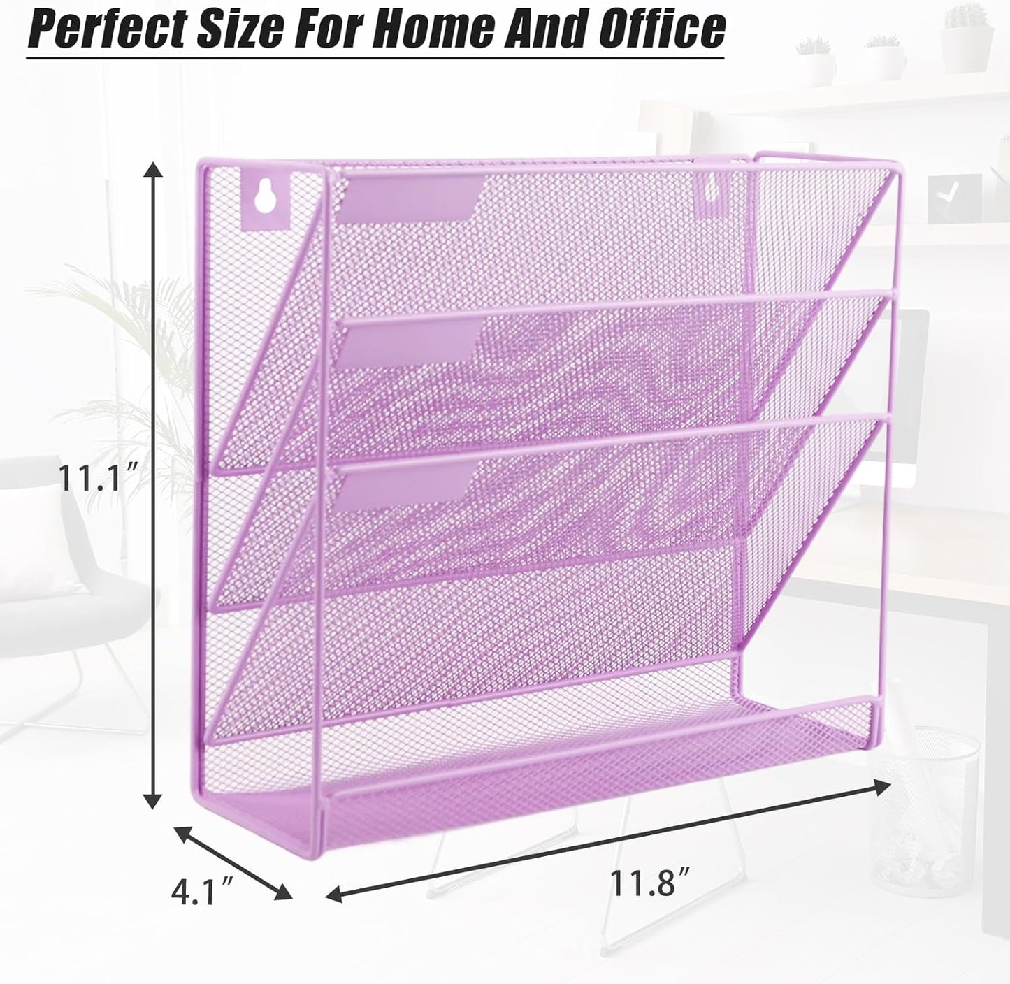 EASEPRES Desk File Organizer Mesh 6-Tier, Hanging Wall Mount Document Organization Stand, Desktop Vertical Mail Paper Folder Holder Rack with Bottom Tray for Office Home Cubicle Countertop, Black