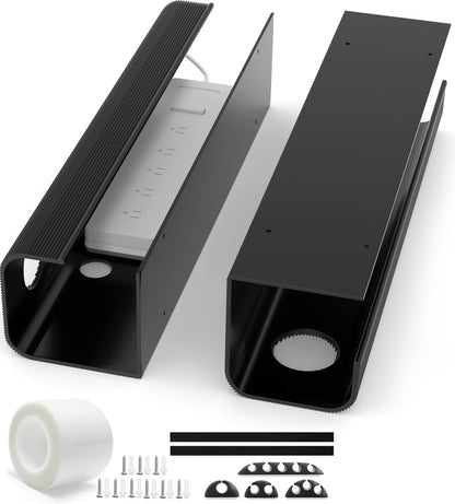 ZhiYo 2 Pack Large Capacity Cable Management Tray, Under Desk Cable Tray 31.5in(2X L15.7in), PVC Standing Desk Cord Management Ideas, Cable Organizer for Office and Home - White