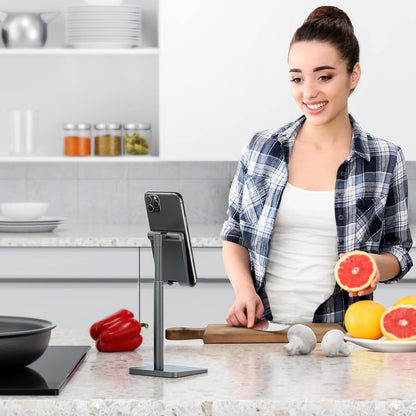 OMOTON Cell Phone Stand, Adjustable Angle Height Desk Phone Dock Holder for iPhone Air 17 Pro Max/Plus/XS/XR, Samsung Galaxy S20 / S10 / S9 / S8 and Other Phones (3.5-7.0-Inch)