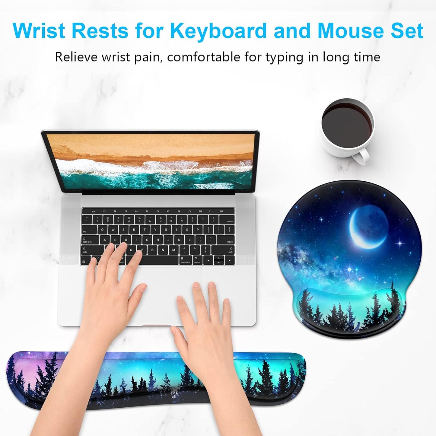 Dapesuom Keyboard Wrist Rest and Mouse Pad with Wrist Support, Cute Memory Foam Cushion for Keyboard and Mouse Set, Ergonomic Desktop Pad Rests with Non Slip Base for Easy Typing & Pain Relief, Pink