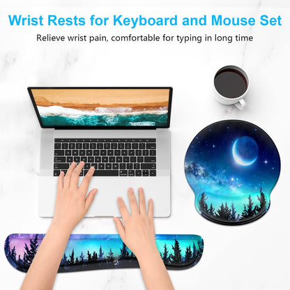 Dapesuom Keyboard Wrist Rest and Mouse Pad with Wrist Support, Cute Memory Foam Cushion for Keyboard and Mouse Set, Ergonomic Desktop Pad Rests with Non Slip Base for Easy Typing & Pain Relief, Pink