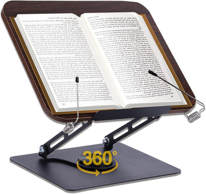 ASIEIT Desk Clamp Book Stand, Aluminum Book Holder Adjustable Height & Angle, Cookbook Stand for Kitchen, Recipe Book Holder with 360° Swivel Base, Book Stand for Reading, Office, Laptop