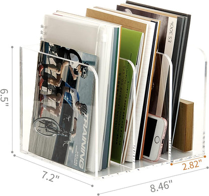 Magazine Holder, Clear Acrylic Magazine Rack, File Organizer for Office Desk, Book Organizer,-One-Piece-3 Vertical spaces,1 pack (B5)……