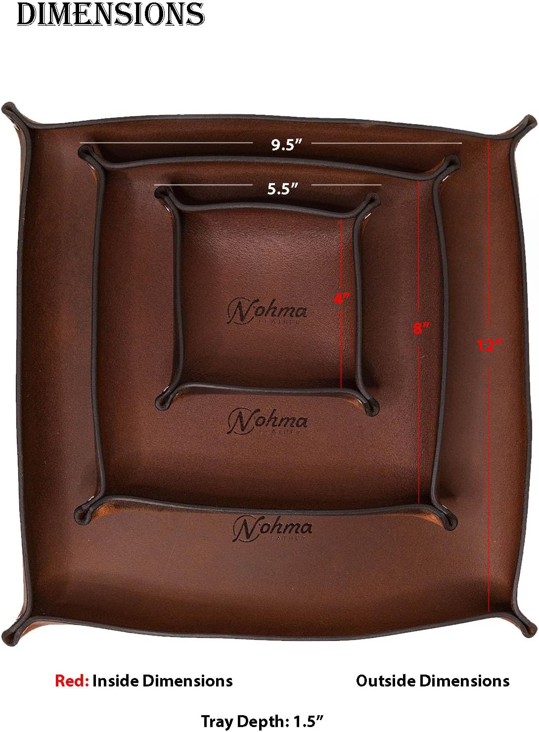 Valet Tray – Full-Grain Leather Catchall Organizer for Keys, Phone & Wallet – Rustic Nightstand & Desk Tray with Raised Sides – Handmade in USA (Vintage Brown, Small Rectangle)
