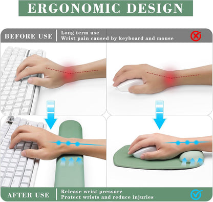 Wrist Rest for Keyboard and Mouse, Ergonomic Gel Computer Keyboard Wrist Rest with Memory Foam, Keyboard Wrist Support Pad for Long Hours of Work, Gaming, Studying-Relieve Wrist Pain