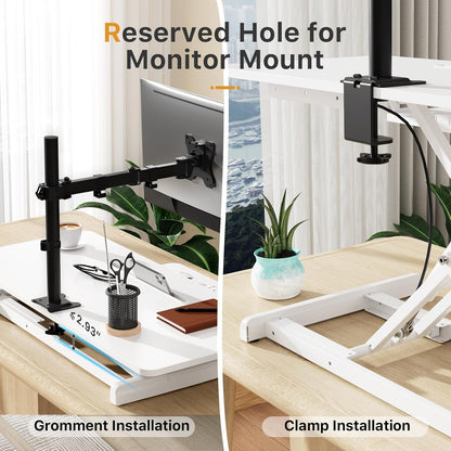JOY worker Standing Desk Converter, 32" Wide Height Adjustable Sit Stand Up Desk Riser with Keyboard Tray, Desktop Workstation Riser for Home Office Computer Laptop, Particle Board, White