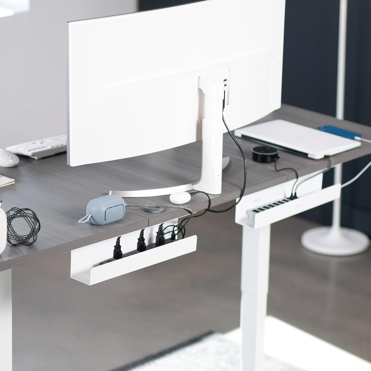 VIVO Under Desk 17 inch Cable Management Trays, Power Strip Holders, Cord Organizers, Wire Tamers for Office and Home, Black, 2 Pack, DESK-AC06-2C