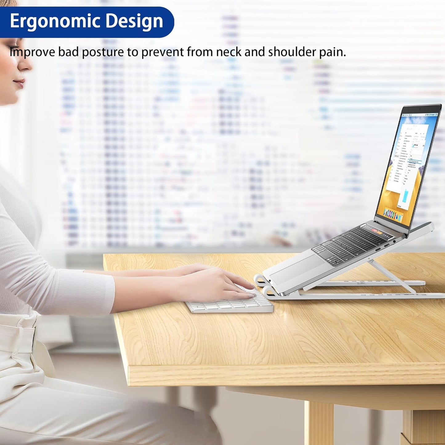BESIGN LS01 Pro Ergonomic Laptop Stand, Plastic Laptop Riser, Portable and Adjustable Notebook Computer Holder Compatible with 10-14" Laptops (Black)
