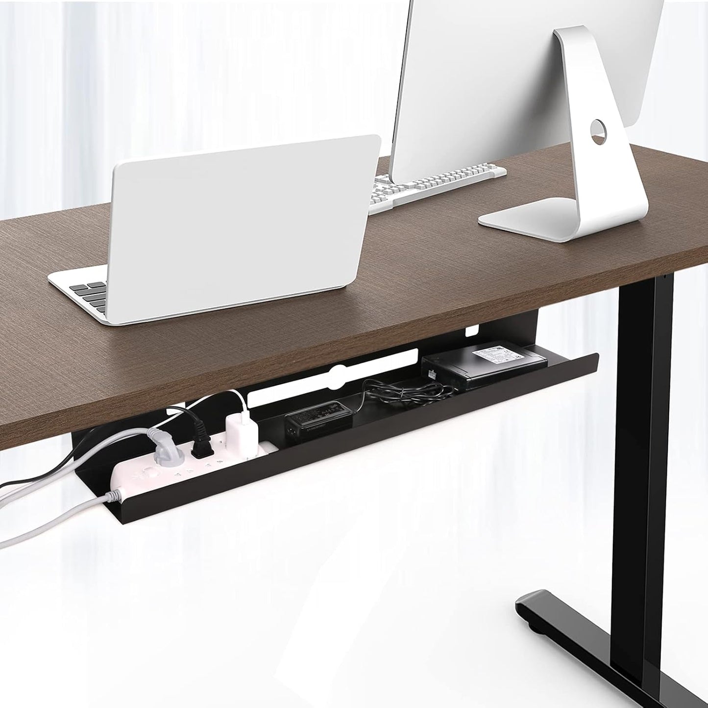 AIMEZO 31.5Inch Heavy Duty Steel Cable Management Tray - Under Desk Wire Management Organizer Computer Cord Raceway