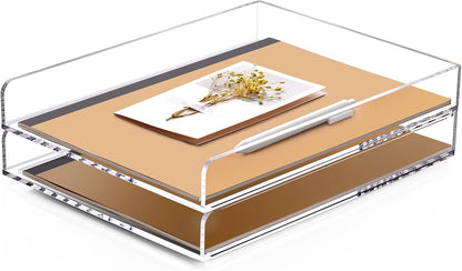 SANRUI 4 Tier Clear Desk Paper Letter Organizer Trays, A4 Stackable File Document Tray, Acrylic Desk Organizers and Accessories Sorter, Workspace Office Supplies Organizers,12.4inx8.86inx6.64in