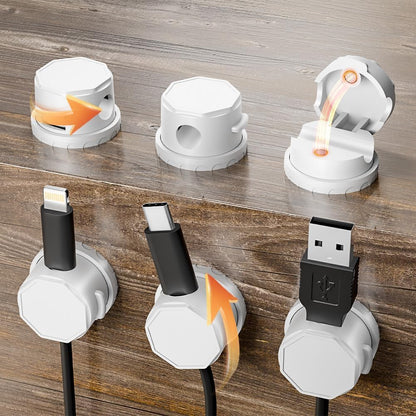 Cord Organizer Holder, 360° Rotatable Magnetic Cable Clips, Strong Adhesive Cable Management Desk Accessories, Adjustable Wire Organizer Hide Cords Neatly for Nightstand/Home/Kitchen/Office/Car