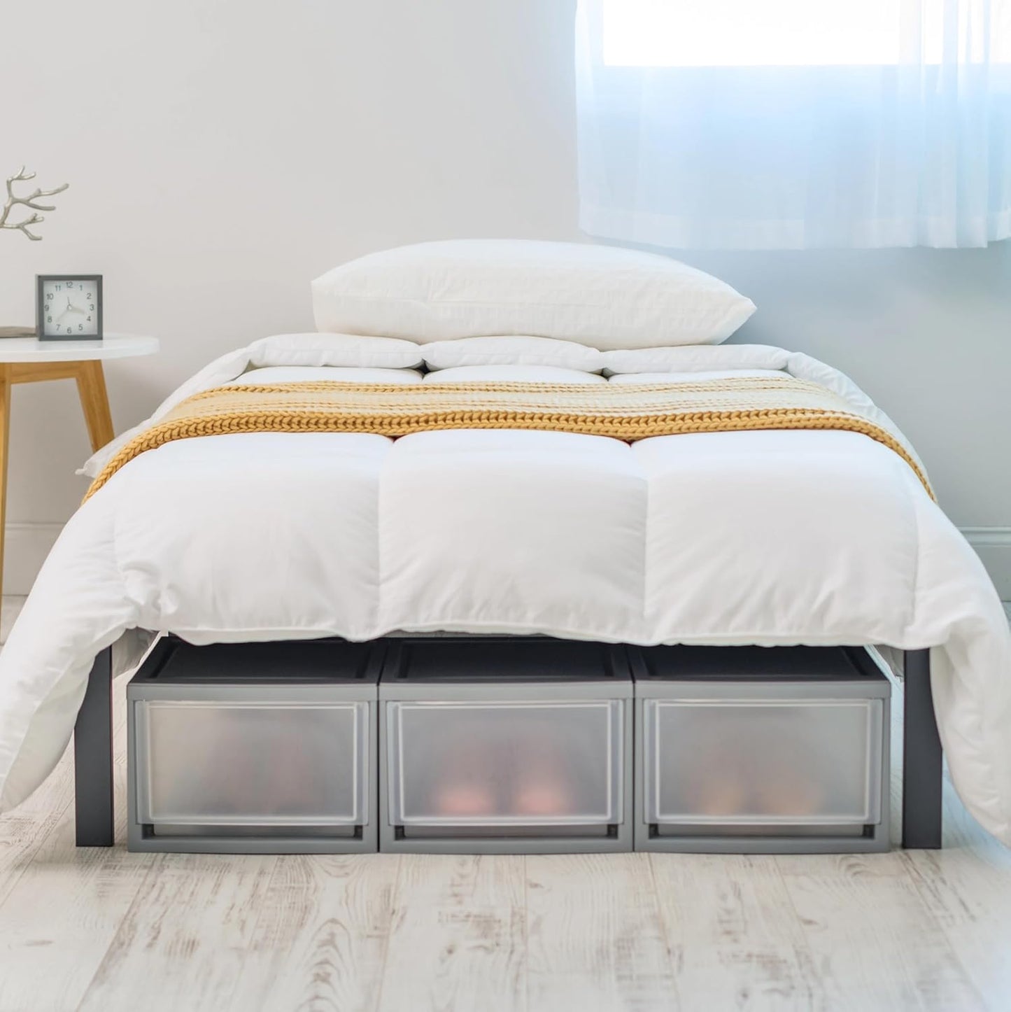 14 Qt Medium Plastic Drawers, Under Bed Storage Bins, Stackable, Modular