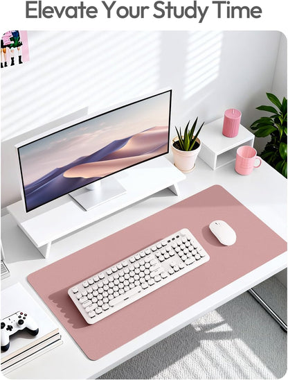 YSAGi Leather Desk Protector, Office Mat, Large Mouse Mat, Non-Slip PU Leather Blotter, Laptop Pad, Waterproof Writing Pad for Office and Home (Light Pink, 23.6" x 13.8") - Colors B