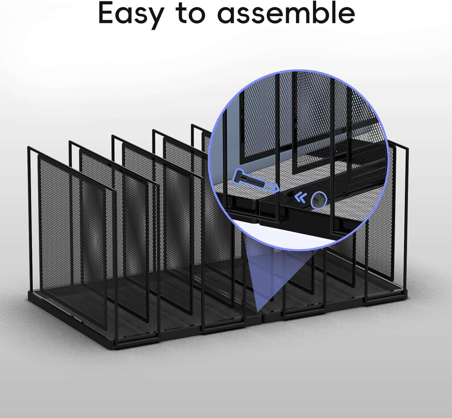 File Organizer for Desk, 5-Section Vertical File Sorter, Paper Holder Organizer Standing Metal File Folder for Office Home Classroom, Black