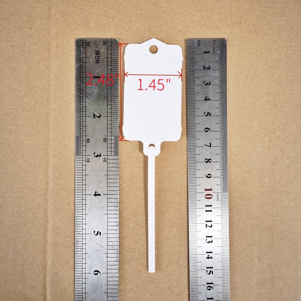 100pcs Reusable Blank Plastic Tags Ties Key Tags 1.45"*2.48" Serrated Tension Sealing Strap with Large Label Plastic Tie Mark Label Waterproof Hang Sign Write on Tag (Red, 100pcs)