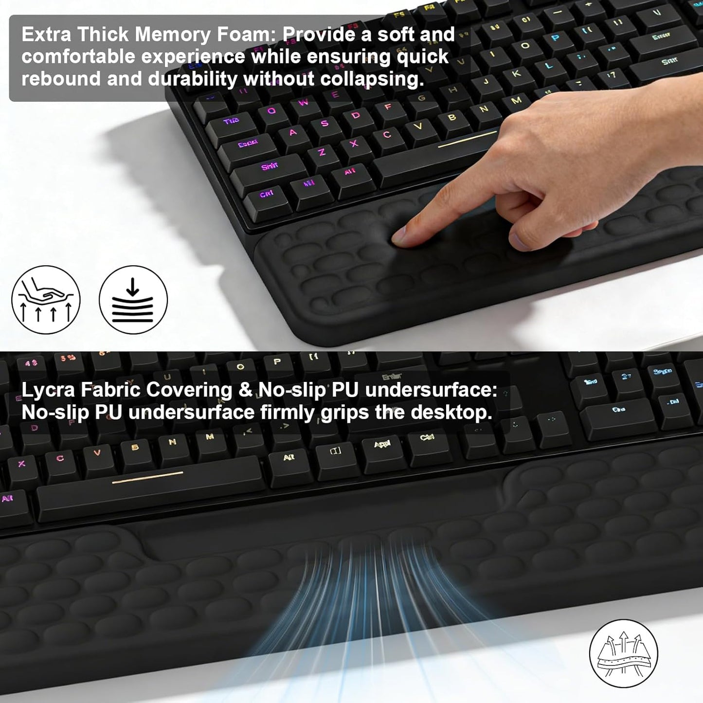 Keyboard Stand with Wrist Rest, Computer Keyboard Pad with Wrist Support, Ergonomic Keyboard Riser Holder Lift Tray, Soft Memory Foam Desk Wrist Pad for Office, Home, School - Black