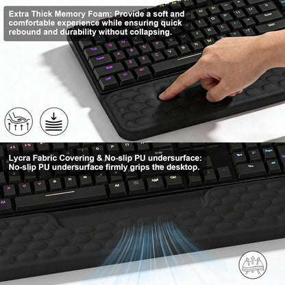 Keyboard Stand with Wrist Rest, Computer Keyboard Pad with Wrist Support, Ergonomic Keyboard Riser Holder Lift Tray, Soft Memory Foam Desk Wrist Pad for Office, Home, School - Black