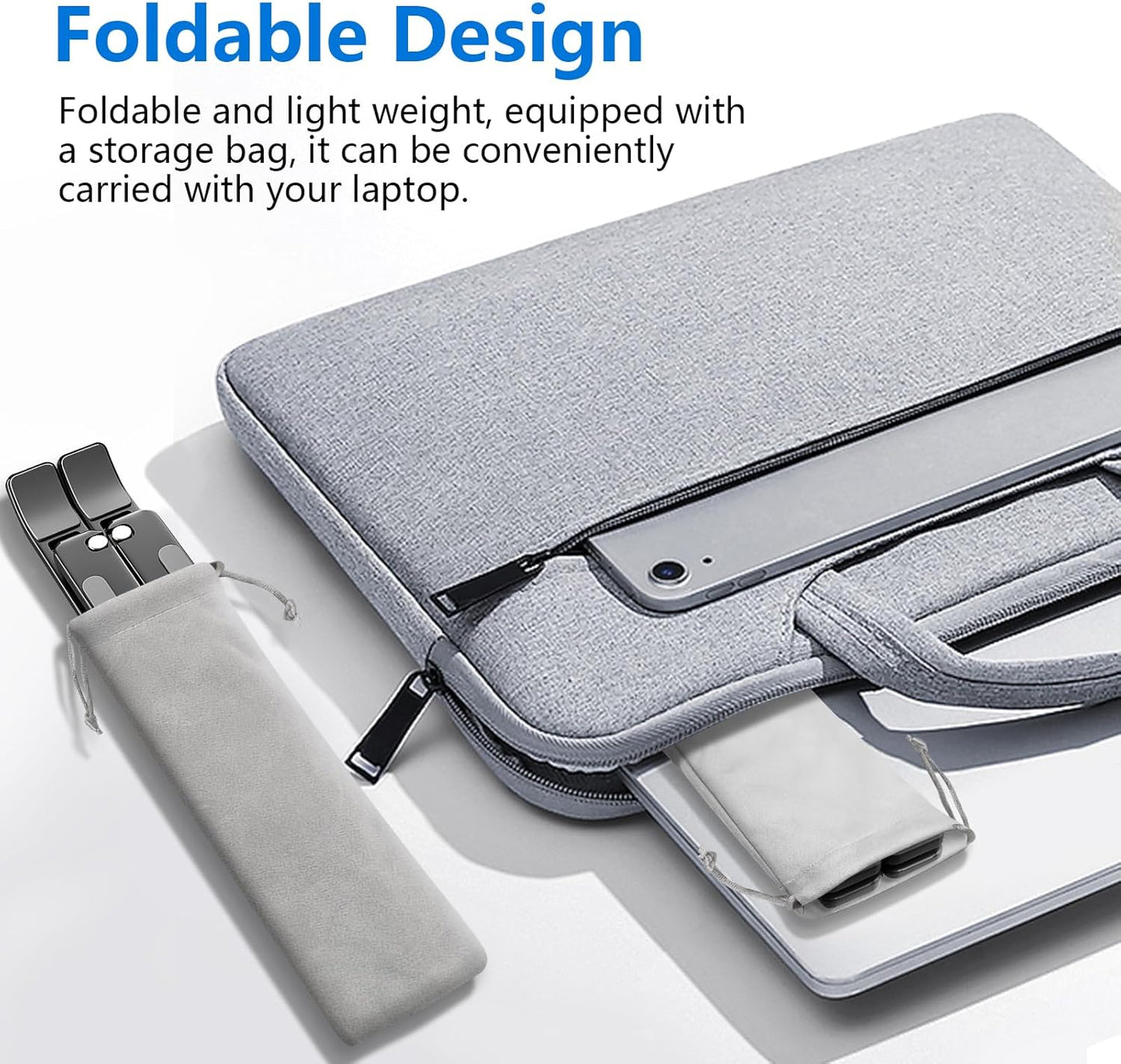 Laptop Stand for Desk, Aluminum Metal MacBook Stand，Computer Riser for Desk, Portable Foldable Adjustable Notebook Holder, Compatible with 10-15.6 Inch Laptops, iPad, Silver.