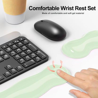 MOKURU Gel Keyboard and Mouse Wrist Rest Set, Comfort Ergonomic Wrist Support, for Wrist Pain Relief, Computer Keyboard Wrist Rest (Black)