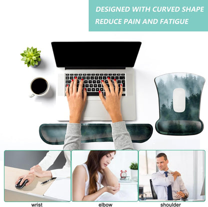 Keyboard Wrist Rest Pad Mouse Pad with Wrist Support Set of 3, Gaming Mousepad with Non-Slip Rubber Base, Ergonomic Memory Foam Mouse Cushion Support for Home Office Laptop Computer, Navy Blue
